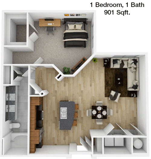 901 sq ft floorplan layout