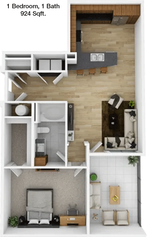 924 sq ft floorplan layout