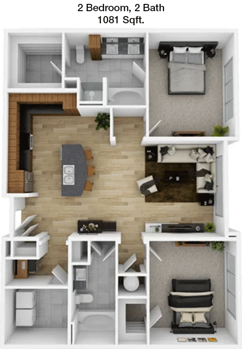 1,081 sq ft floorplan layout