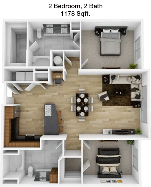 1,178 sq ft floorplan layout