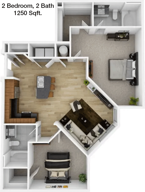 1,250 sq ft floorplan layout