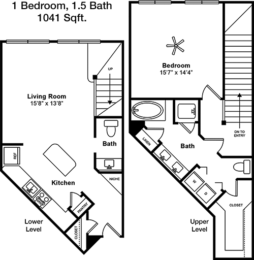1,041 sq ft floorplan layout