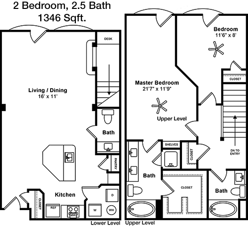 1,346 sq ft floorplan layout