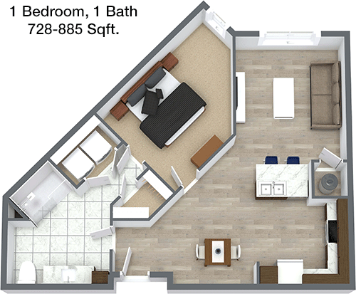 728 sq ft floorplan layout