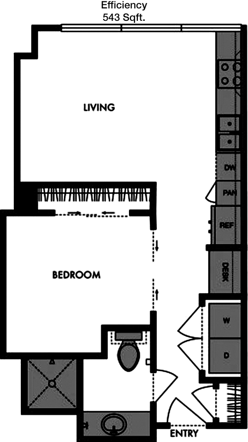 543 sq ft floorplan layout