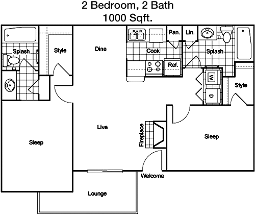 1,000 sq ft floorplan layout