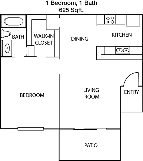 625 sq ft floorplan layout