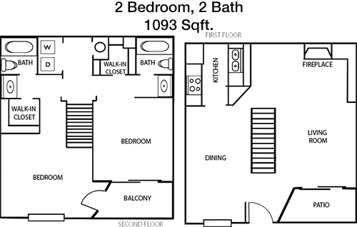 1,093 sq ft floorplan layout
