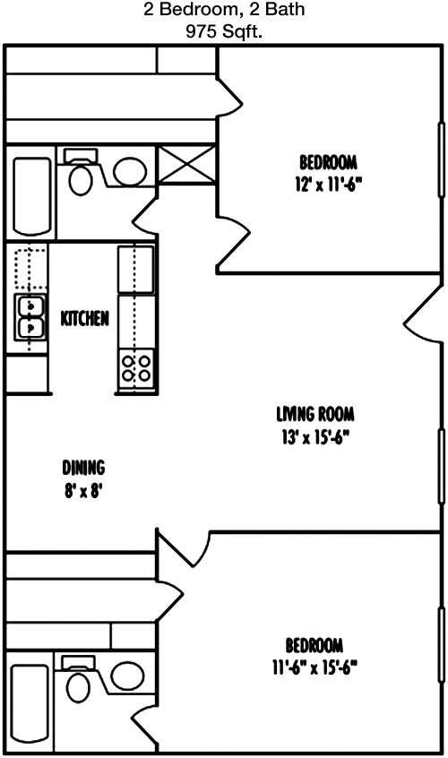 975 sq ft floorplan layout
