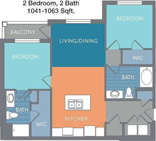 1,041 sq ft floorplan layout