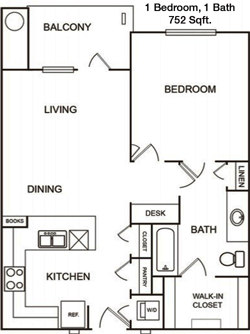 752 sq ft floorplan layout