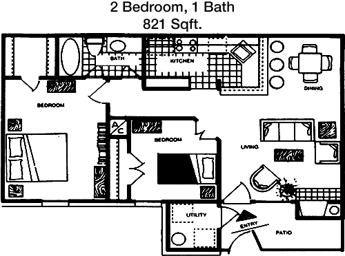 821 sq ft floorplan layout