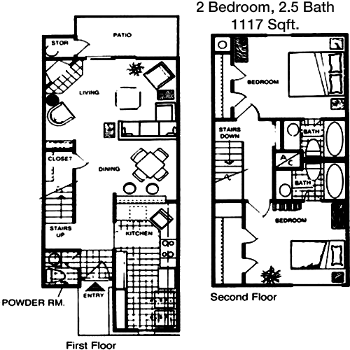 1,117 sq ft floorplan layout