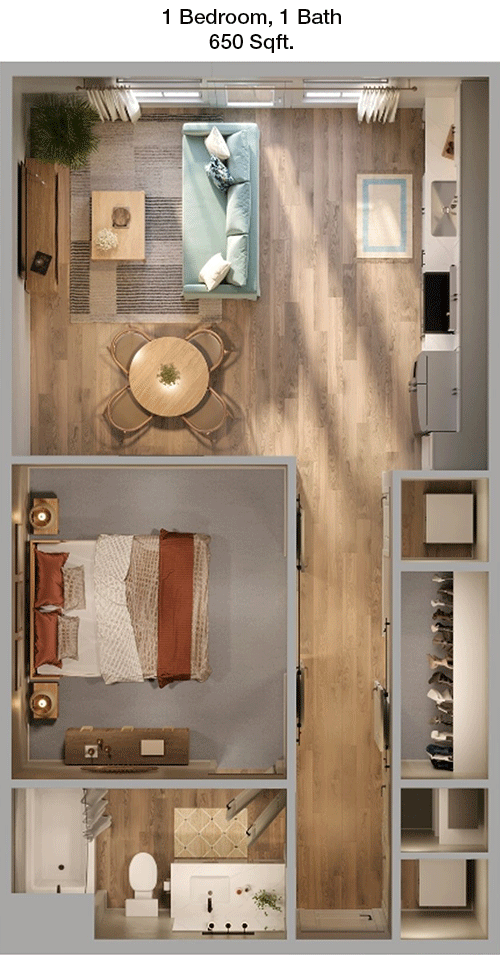650 sq ft floorplan layout