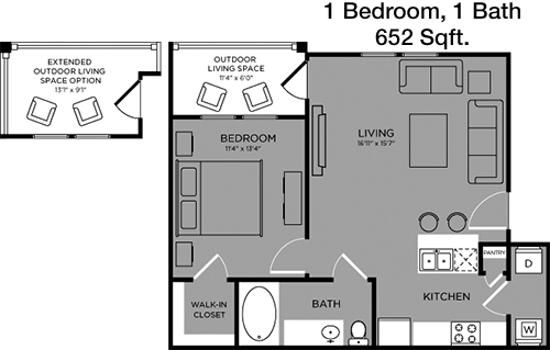 652 sq ft floorplan layout