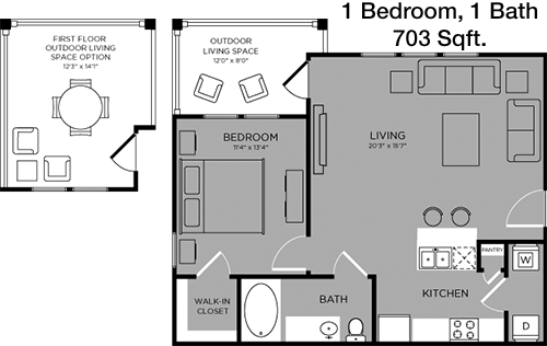 703 sq ft floorplan layout