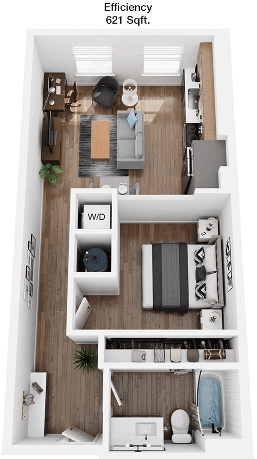 621 sq ft floorplan layout