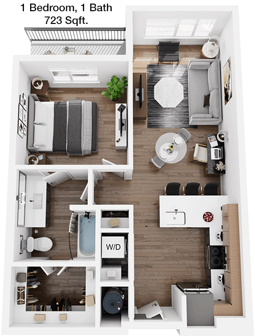 723 sq ft floorplan layout