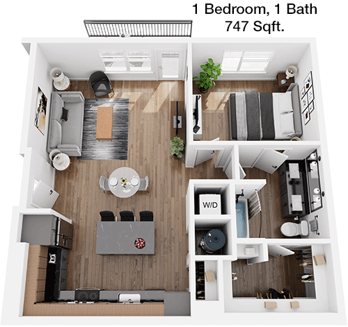 747 sq ft floorplan layout