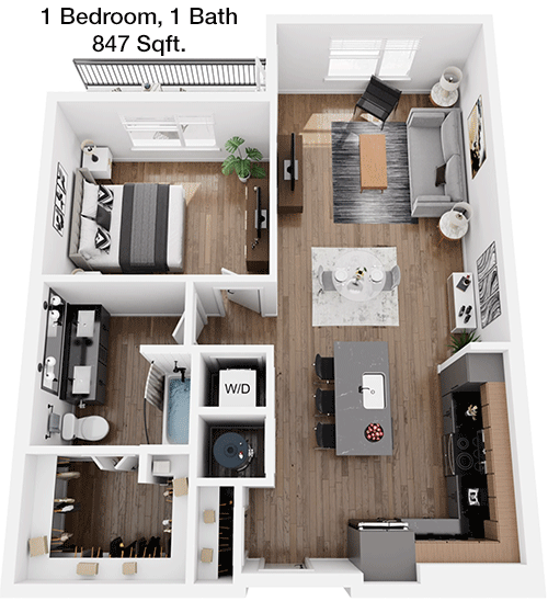 847 sq ft floorplan layout