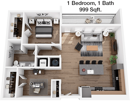 999 sq ft floorplan layout