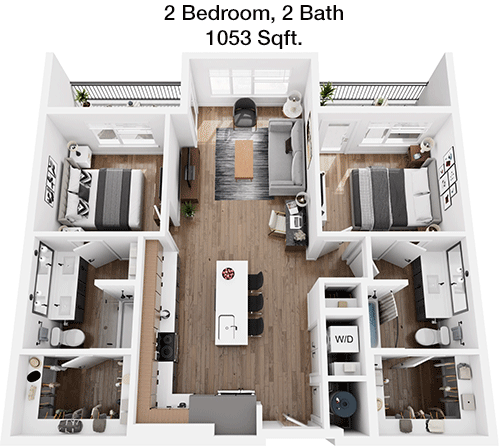 1,053 sq ft floorplan layout