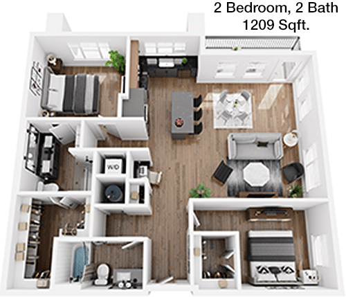 1,209 sq ft floorplan layout
