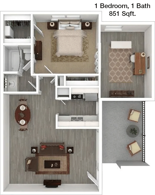 851 sq ft floorplan layout