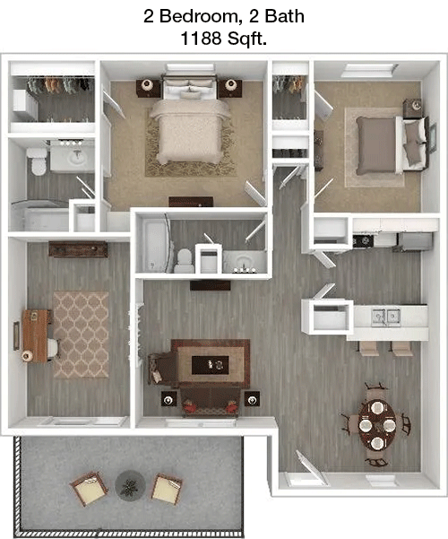 1,188 sq ft floorplan layout