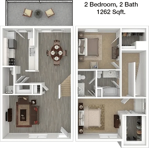 1,262 sq ft floorplan layout