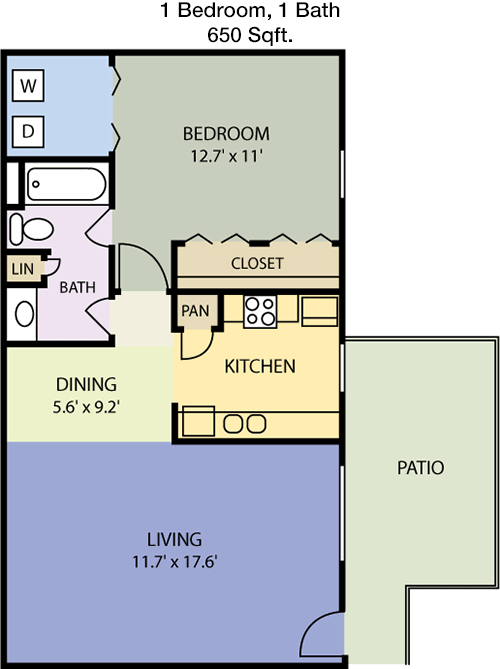 650 sq ft floorplan layout