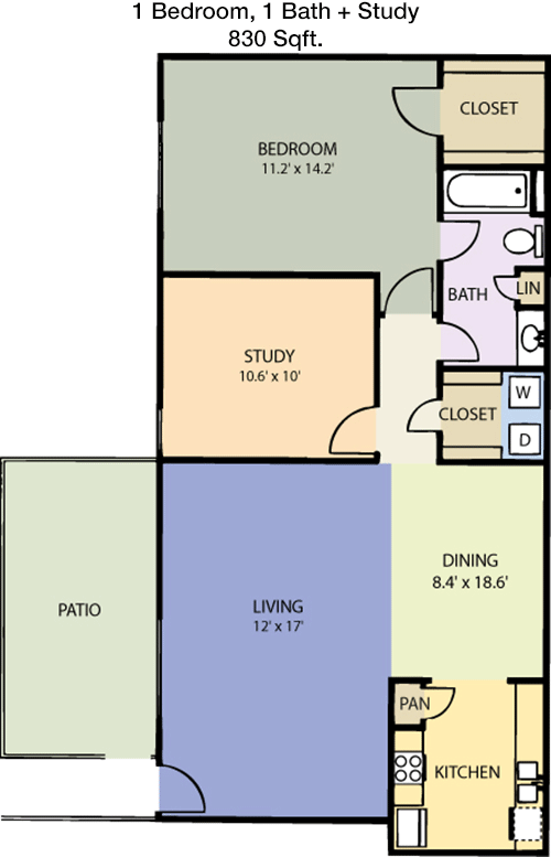 830 sq ft floorplan layout