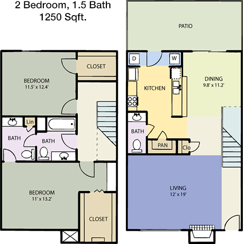 1,250 sq ft floorplan layout