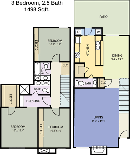 1,498 sq ft floorplan layout