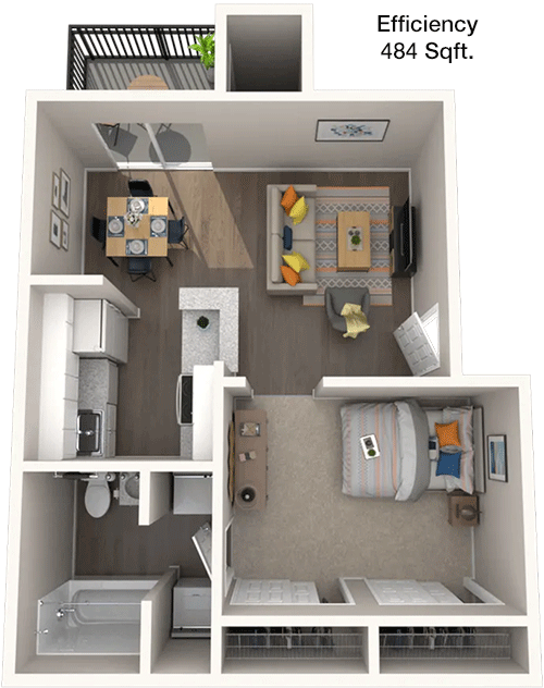 484 sq ft floorplan layout