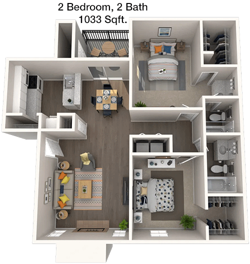 1,033 sq ft floorplan layout