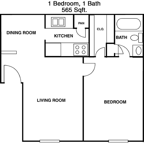 565 sq ft floorplan layout