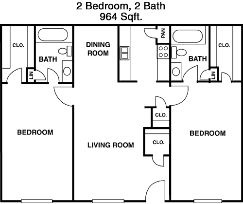 964 sq ft floorplan layout