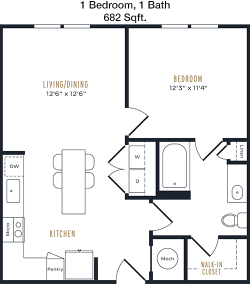 682 sq ft floorplan layout