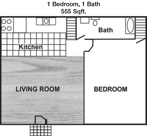 555 sq ft floorplan layout