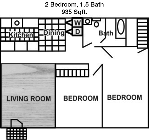 935 sq ft floorplan layout