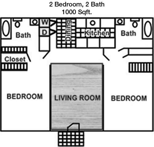 1,000 sq ft floorplan layout