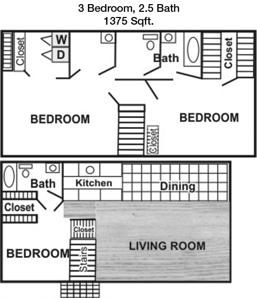 1,375 sq ft floorplan layout