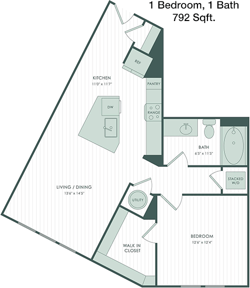792 sq ft floorplan layout