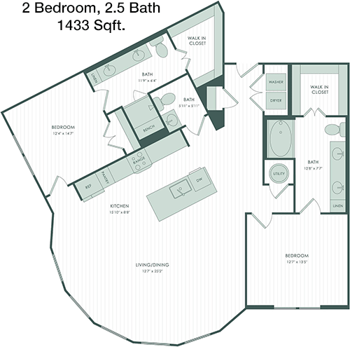 1,433 sq ft floorplan layout