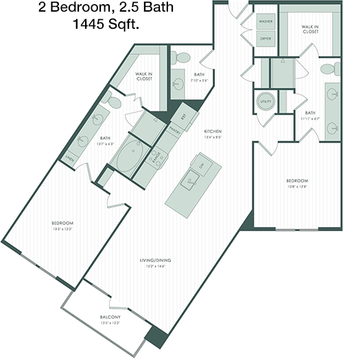 1,445 sq ft floorplan layout