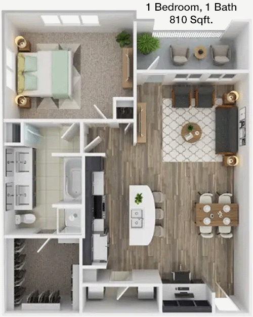 810 sq ft floorplan layout