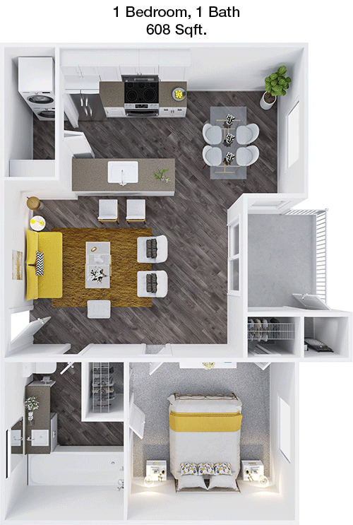 608 sq ft floorplan layout