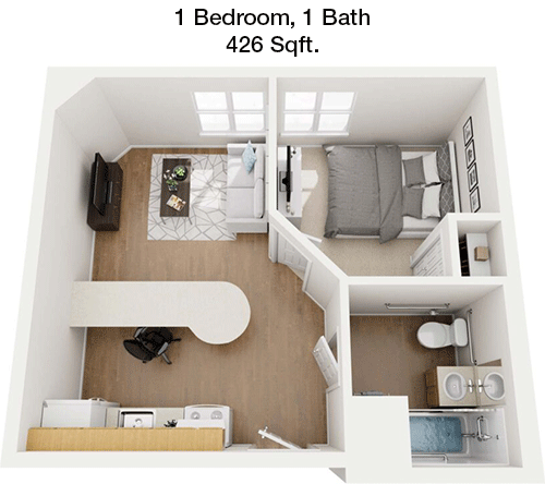 426 sq ft floorplan layout