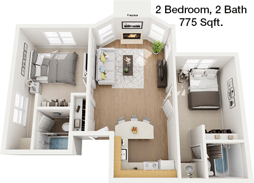 775 sq ft floorplan layout